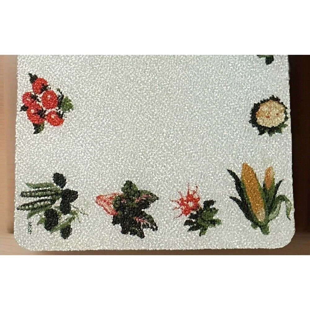 Vintage Vegetable Glass Cutting‎ Board 8x10